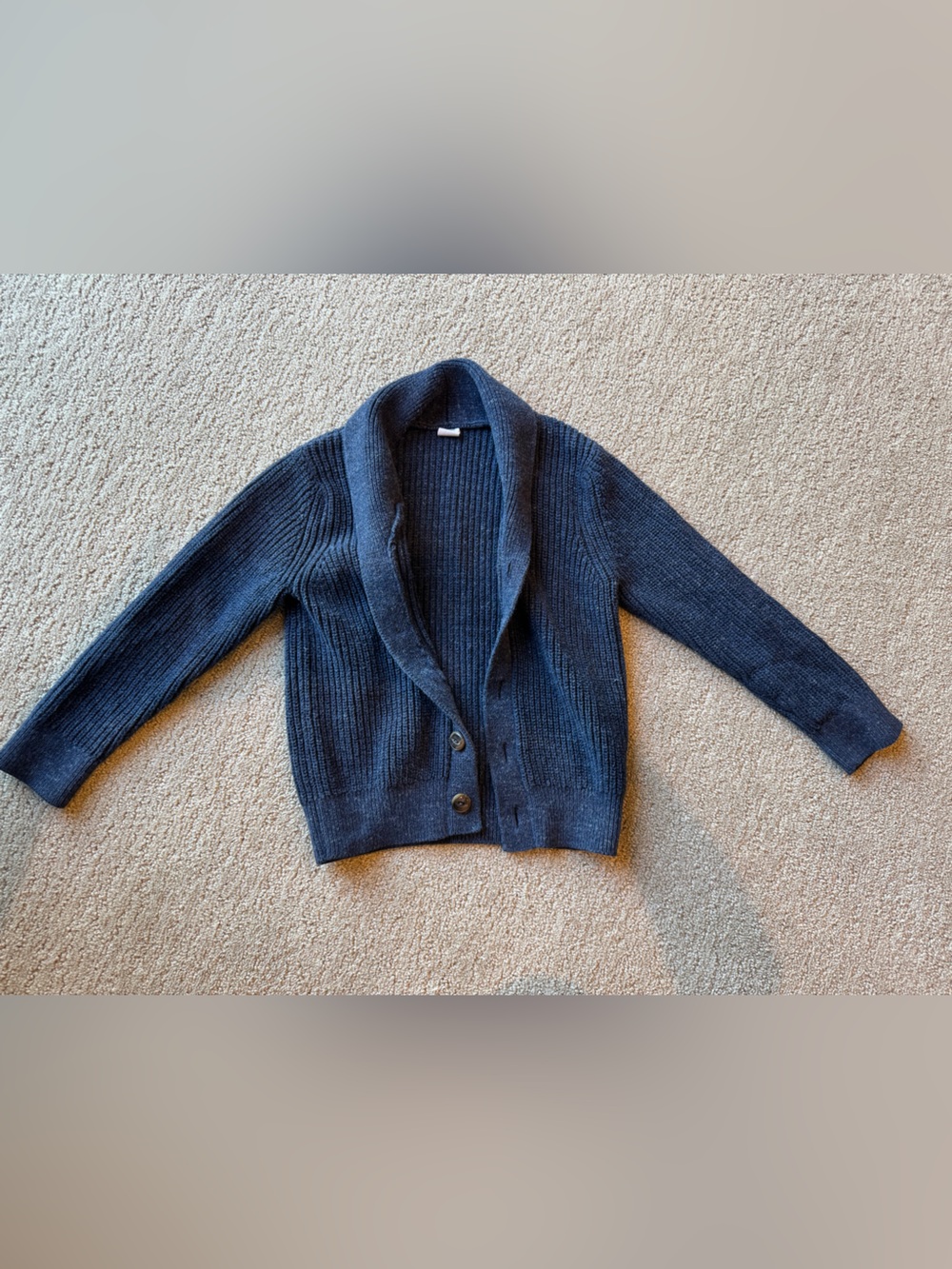 Shawl Collar Button-Front boys Sweater Cardigan - Navy